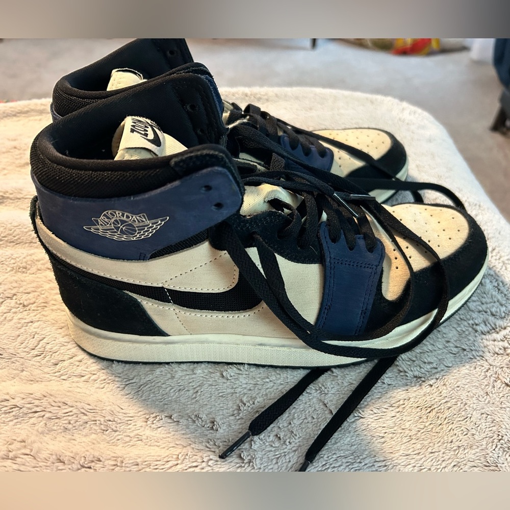 Nike Air Jordan’s Zoom Air High-Top Sneakers in Black, Blue, and Cream